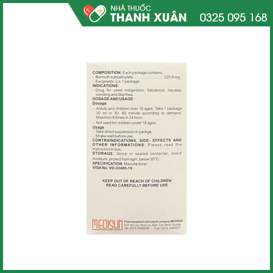 Lubicid supension điều trị triệu chứng khó tiêu, đầy hơi, buồn nôn, đau bụng và tiêu chảy